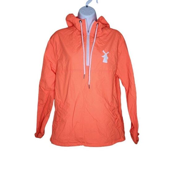 Dutch Bros Coffee Slay the Day Windbreaker Jacket Mens Size S Orange - Picture 2 of 6